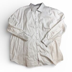Robert Graham white jacquard pattern long sleeve button-down cotton shirt 4XL